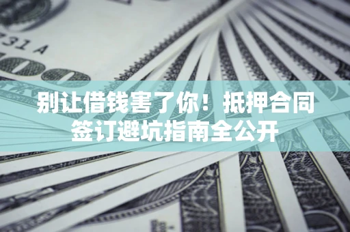 武汉别让借钱害了你！抵押合同签订避坑指南全公开